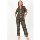 DoReMi Desenli Kısa Kollu Kadın Pijama Takım YEŞİL M-L