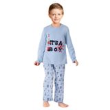 Doremi Erkek Çocuk Pijama Takımı Mavi Melanj 6-7 Yaş Uzun Kol