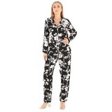 DoReMi Floral Pattern Uzun Kollu Kadın Pijama Takım SİYAH L-XL