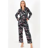 DoReMi Flower Garden Uzun Kollu Kadın Pijama Takım LACİVERT M-L