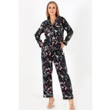 DoReMi Flower Garden Uzun Kollu Kadın Pijama Takım LACİVERT S-M
