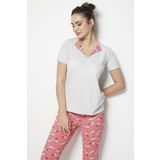 Doremi Kadın Gri Desenli Pluto Pijama Takımı