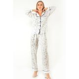 DoReMi Kadın Pijama Takımı, Çiçekli Desen, Uzun Kollu, Çok Renkli, M/L Beden
