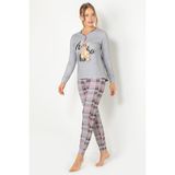 Doremi Kadın Pijama Takımı - XL - 2XL - Gri