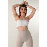 Doremi Kadın Seamless Straplez Askısız Pedli Büstiyer Pamuk Kumaş ve Crop Kalıp ile Rahatlık - M - L - 000-Siyah