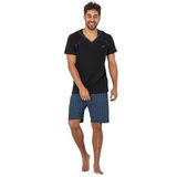 DoReMi Kısa Kollu Erkek Pijama Takım SİYAH XXL