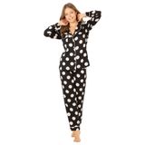 DoReMi Puantiyeli Doğal Viskon Soft Yumuşak Düğmeli Pijama Takımı SİYAH S-M