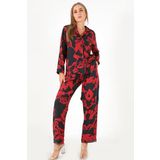 DoReMi Red Flowers Uzun Kollu Kadın Pijama Takım LACİVERT M-L