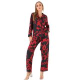 DoReMi Red Flowers Uzun Kollu Kadın Pijama Takım,Lacivert S