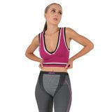 DoReMi Seamless Crop Renk Bloklu Spor Bluz FUŞYA XS-S