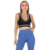 DoReMi Seamless Crop Renk Bloklu Spor Bluz SİYAH M-L