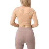 DoReMi Seamless Straplez Uzun Kollu Fitilli Büstiyer BEJ S-M