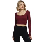 DoReMi Seamless Straplez Uzun Kollu Fitilli Büstiyer Bordo M-L Dikişsiz İzsiz