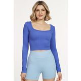 DoReMi Seamless Straplez Uzun Kollu Fitilli Büstiyer MAVİ S-M