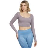 DoReMi Seamless Straplez Uzun Kollu Fitilli Büstiyer MÜRDÜM S-M