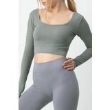 Doremi Seamless Straplez Uzun Kollu Fitilli Büstiyer - S - M - Haki