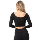 DoReMi Seamless Straplez Uzun Kollu Fitilli Büstiyer Siyah M-L Dikişsiz İzsiz