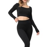 DoReMi Seamless Straplez Uzun Kollu Fitilli Büstiyer SİYAH MELANJ S-M