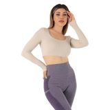 DoReMi Seamless Straplez Uzun Kollu Fitilli Büstiyer TAŞ S-M