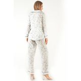 DoReMi Sweat Floral Uzun Kollu Kadın Pijama Takım BEYAZ L-XL