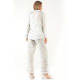 DoReMi Sweat Floral Uzun Kollu Kadın Pijama Takım BEYAZ M-L