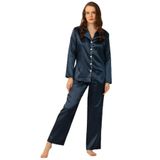 DoReMi Uzun Kollu Saten Pijama Takımı LACİVERT L-XL