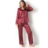 Doremi Uzun Kollu Saten Pijama Takımı - XL - 2XL - Lacivert