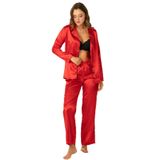 DoReMi Uzun Kollu Saten Pijama Takımı Yeni Sezon (1 Adet Ekonomik),Kırmızı 2Xl