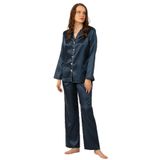 DoReMi Uzun Kollu Saten Pijama Takımı Yeni Sezon,Lacivert S/M