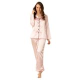 DoReMi Uzun Kollu Saten Pijama Takımı,Pembe 2Xl