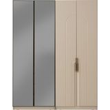 Doressa Falun 4 Kapılı Reflekte Camlı Gardırop - Vizon - Bej