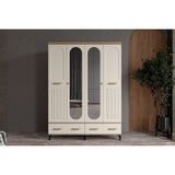 Doressa Hima Walnut 4 Kapılı Aynalı Gardırop - Ceviz
