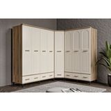 Doressa Hima Walnut Köşe Gardırop - Ceviz