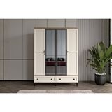 Doressa Home Duns Walnut 4 Kapılı Camlı Gardırop Ceviz