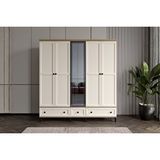 Doressa Home Duns Walnut 5 Kapılı Camlı Gardırop Ceviz