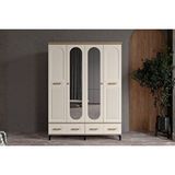 Doressa Home Hima Walnut 4 Kapılı Aynalı Gardırop Ceviz