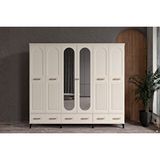Doressa Home Hima Walnut 6 Kapılı Aynalı Gardırop Ceviz