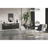 Doressa Madre Modern Yemek Odası Takımı Suntalam Malzemeden Antrasit Renk Dikdörtgen Masa 185x95 cm