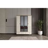 Doressa Merz Walnut 4 Kapılı Camlı Gardırop - Ceviz