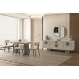 Doressa Silta Modern Yemek Odası Takımı Mdf Malzeme Dikdörtgen Masa 160 cm 6 Sandalyeli - Krem