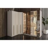 Doressa Soul 7 Kapılı 4 Reflekte Camlı Köşe Gardırop - Kumtaşı