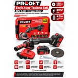 Dorf Prodht D18000400 20V 4.0AH Şarjlı Avuç Taşlama 125 mm 2 Akülü Set Fırçasız Motor