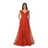 DORİDORCA 3038 Yaka Drapeli Organze Nişanlık Abiye