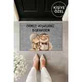 Dormot 1Modern Dijital Baskı Paspas - Popüler Gri Tatlı Çift İsimli Kişiye Özel Kapı önü Paspas 70x45cm