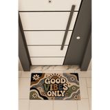 Dormot DEAS HOME, Dijital Baskı, GOOD VİBES ONLY Renkli Retro Bohem Temalı, Kapı Önü Paspası