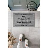 Dormot Dekoratif Dijital Paspas Kişiye Özel Hoşgeldiniz Güle Güle Tasarım Gri Kapı Önü Paspası 70x45cm