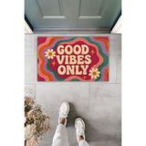 Dormot Dekoratif Dijital Paspas Kişiye Özel Tasarım Good Vıbes Only Varyasyon Kapı Önü Paspas 70x45cm