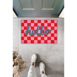 Dormot Dekoratif Dijital Paspas Kişiye Özel Tasarım Hello Kareli Varyasyon Kapı Önü Paspas 70x45cm