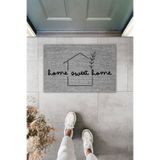 Dormot Dekoratif Dijital Paspas Kişiye Özel Tasarım Home Sweet Home Gri Kapı Önü Paspası 70x45cm