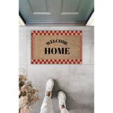 Dormot Dekoratif Dijital Paspas Kişiye Özel Tasarım Kareli Welcome Home Kapı Önü Paspası 70x45cm